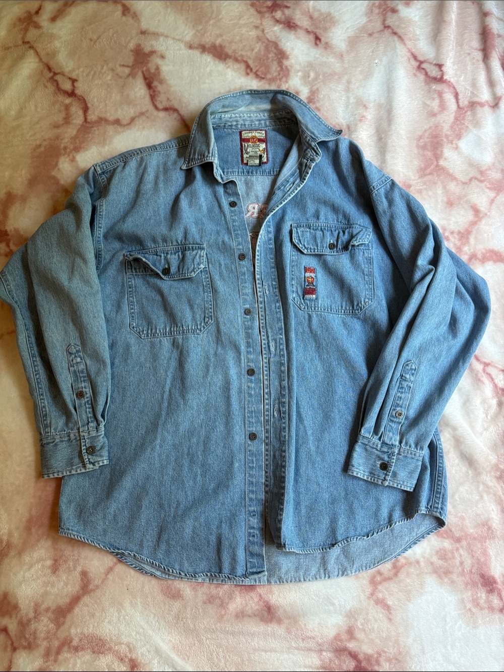 Warner Bros. Light Blue Denim Shirt with Character Patch